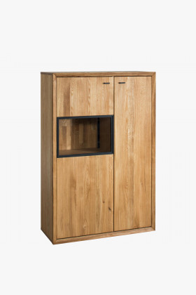 Kleine Eichenvitrine mit Türen 90x137x39 cm naturholz